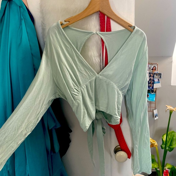 Brandy Melville Cropped long sleeve backless top - Picture 1 of 4